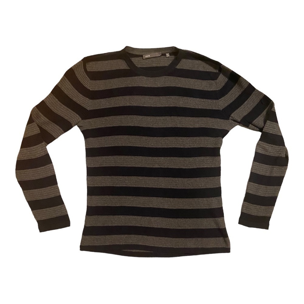Vince Regular Fit Long Sleeve Striped Thermal Top